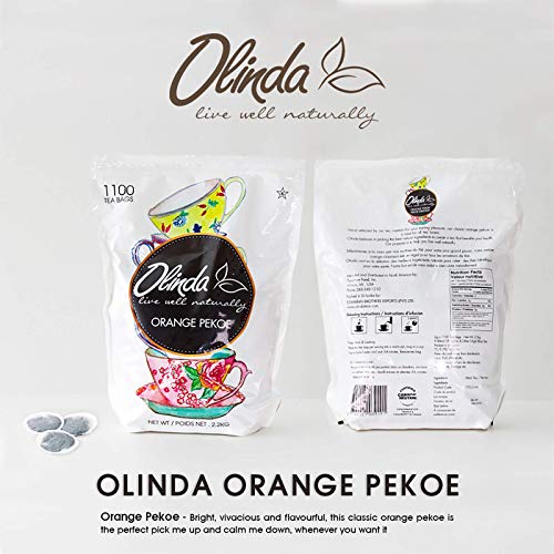 Olinda Orange Pekoe Black Tea Catering Pack, 1100 Round Caffeinated Tea Bags Per Pouch, 2200 Caffeinated Tea Bags