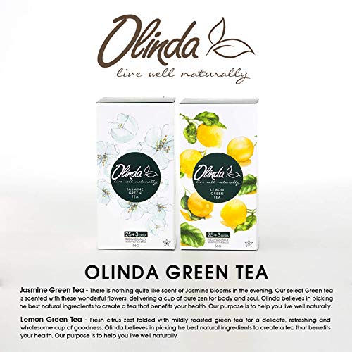 Olinda Jasmine Green Tea | Caffeinated Tea Bags, Brew Hot or Cold, 28 Tea Bags - Pack of 1