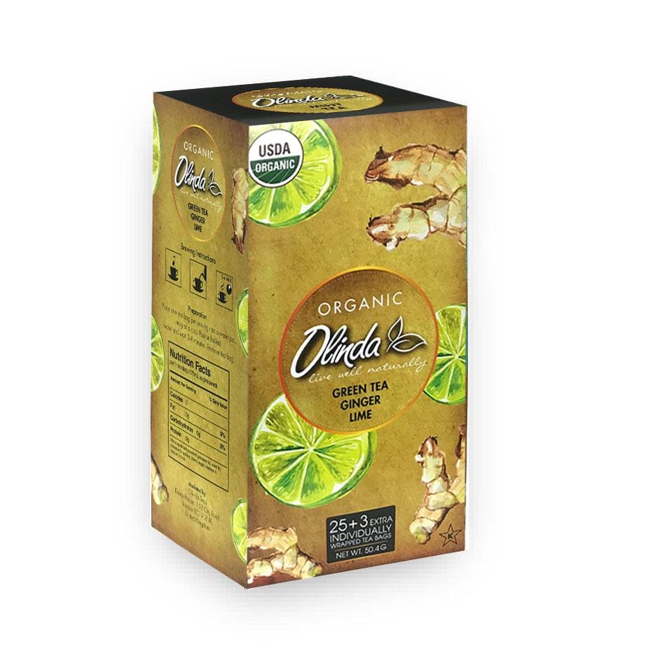 Olinda Organic Ginger Lime Green Tea Pack (28 Tea Bags)